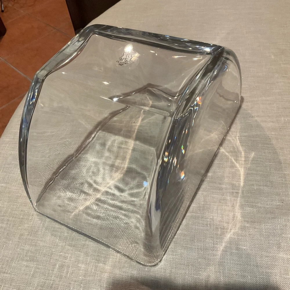 CASTILIAN Poland Crystal Bowl & Dragonfly Hefty Centerpiece 2 Pieces RARE!